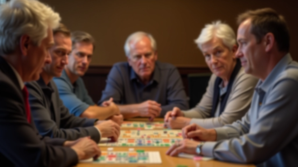 Players gathered around a game table, focused on letter tiles and scorecards, natural indoor lighting