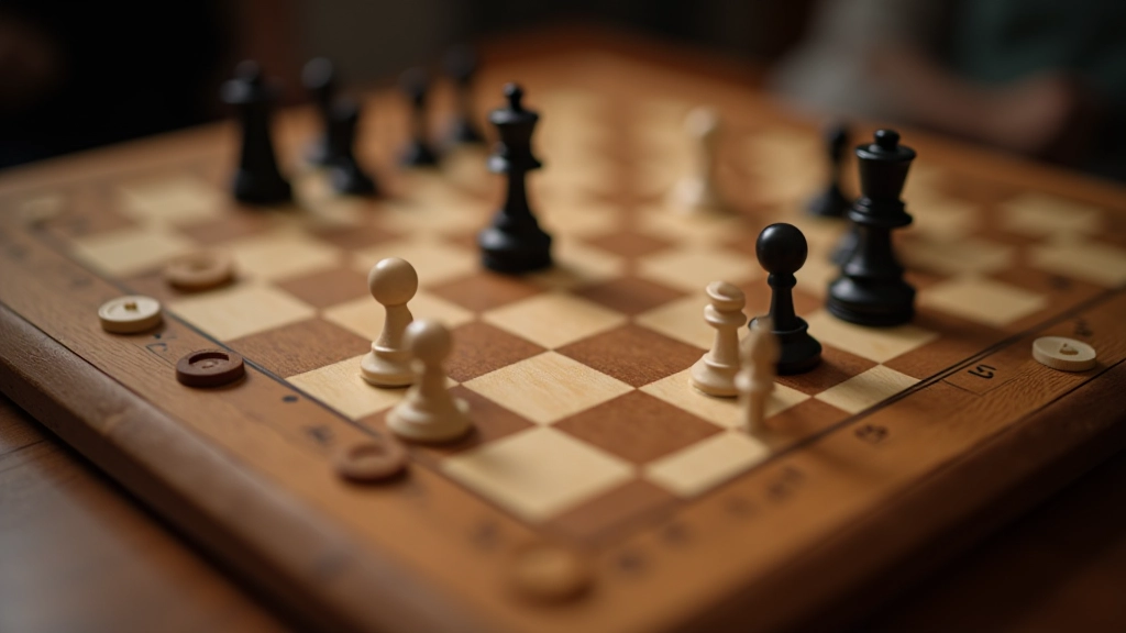 Mid-game draughts position with pieces spread across the board showing complex tactical situation with multiple possible moves